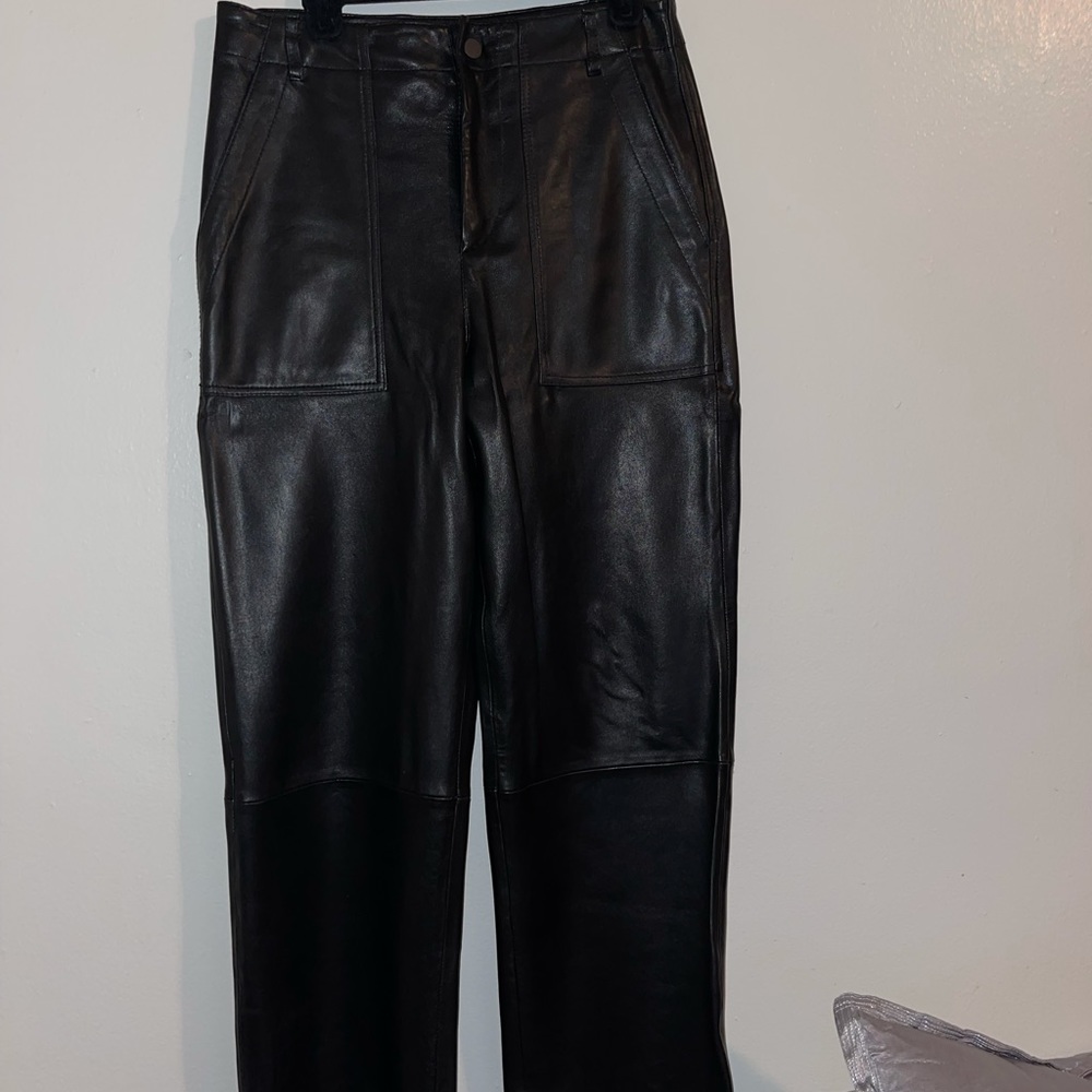 Zara women high rise  leather pants .